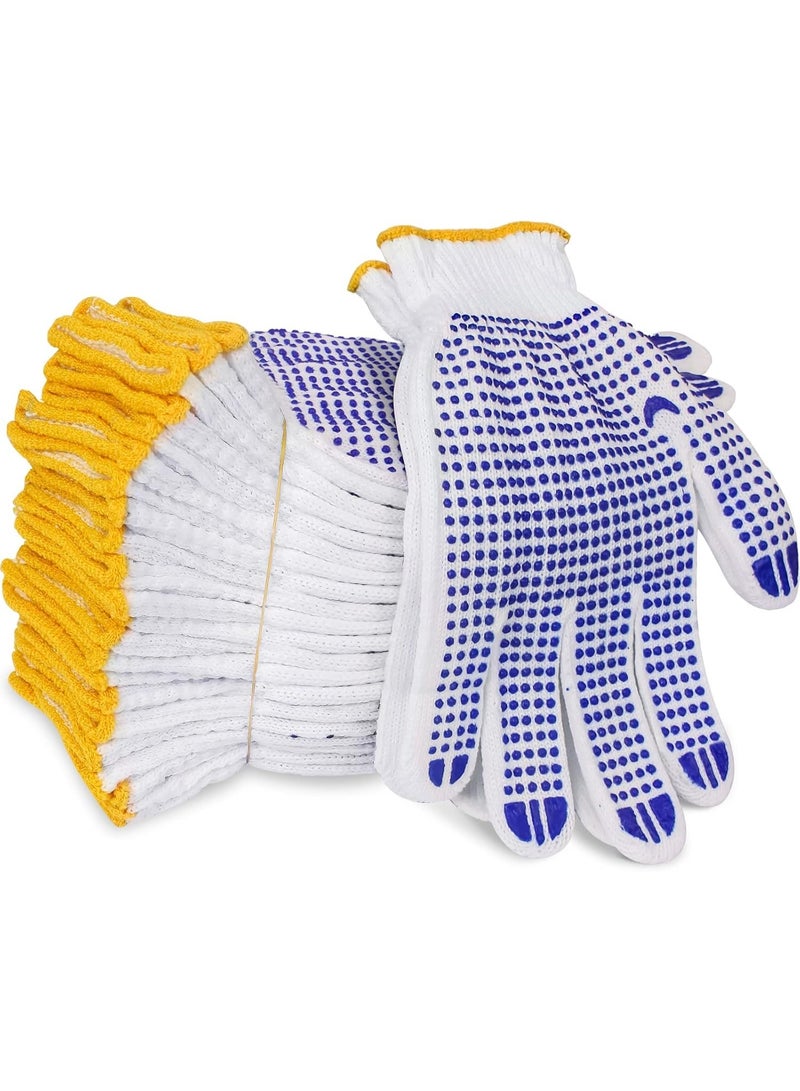 MAKINGTEC 12 Pairs Working Gloves For Men Women Winter Dots Flip Resistant Grip Repairing Builder Construction Gardening Housework Skincare Stretchy Durable Gloves Warehouse Worker - Image 1